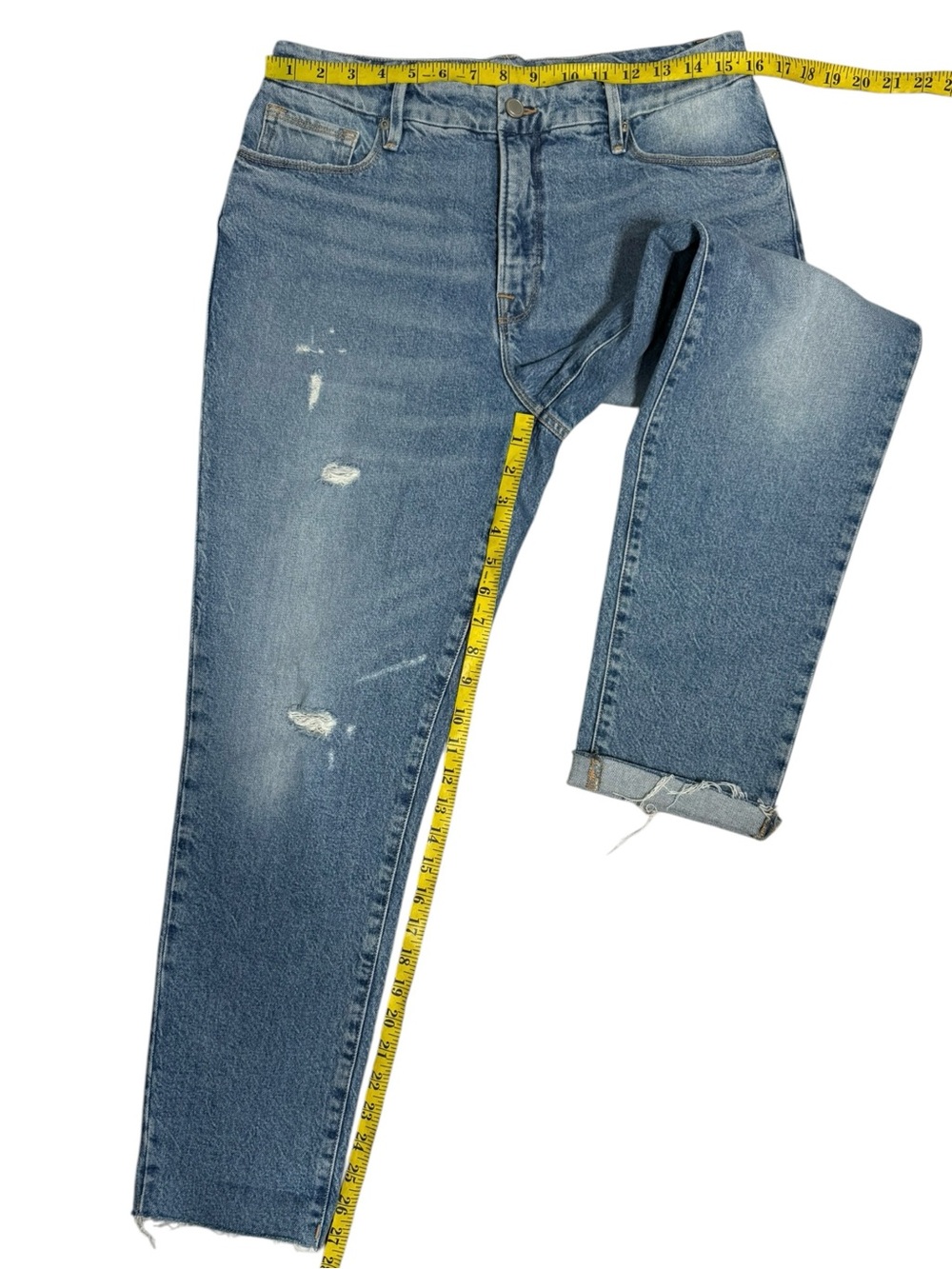 Good American The Weekender Distressed Relaxed Straight Jeans 4/27 NWOT - Picture 5 of 8